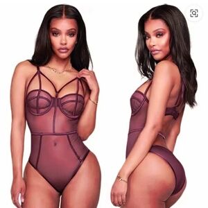 Fashion Nova Seductive Lover Plum Mesh Teddy NWT